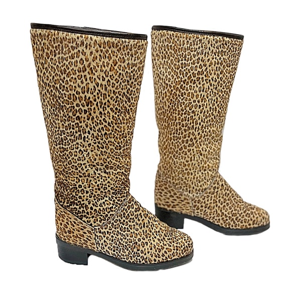 Pajar Tall Calf Hair Leopard Print Boots, Sz 7 - Picture 2 of 15